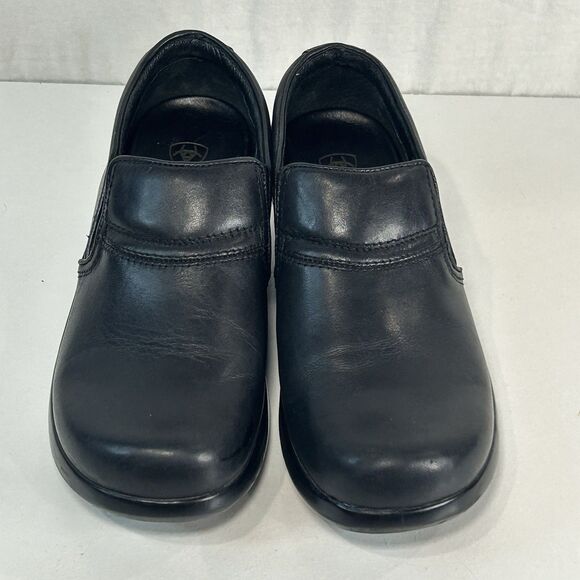 Ariat Sutter Black Leather Wedge Women’s Work Slip-On Clogs Loafers Sz 8.5 B - Picture 2 of 8